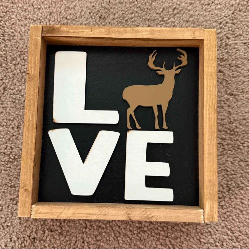 Black and White Art Love Wall Decor with Deer Silhouette